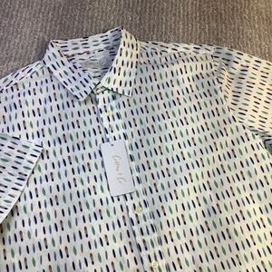 Cotton & Co Mens White Surfboard Print Poplin Short Sleeve Shirt Size XL NWT